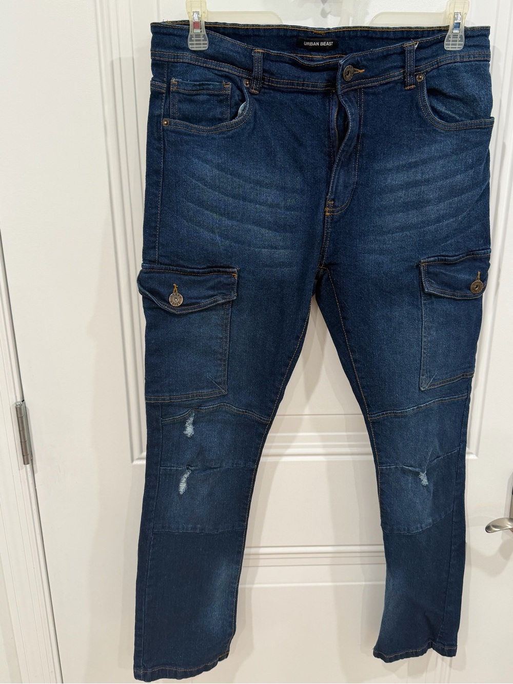 Urban Beast Men’s Dark Blue Cargo Jeans
